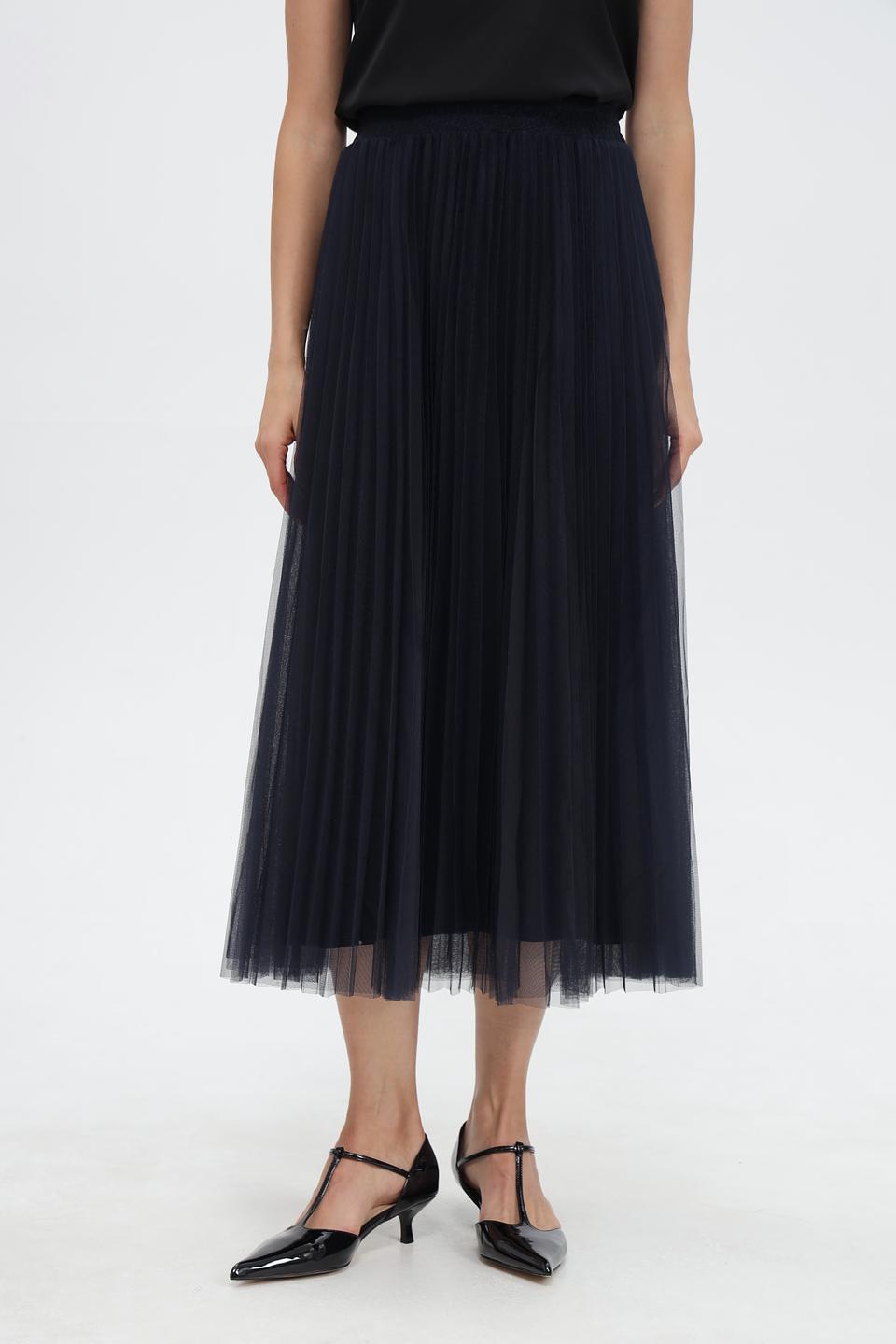 Юбка Oui плиссированная темно-синяя