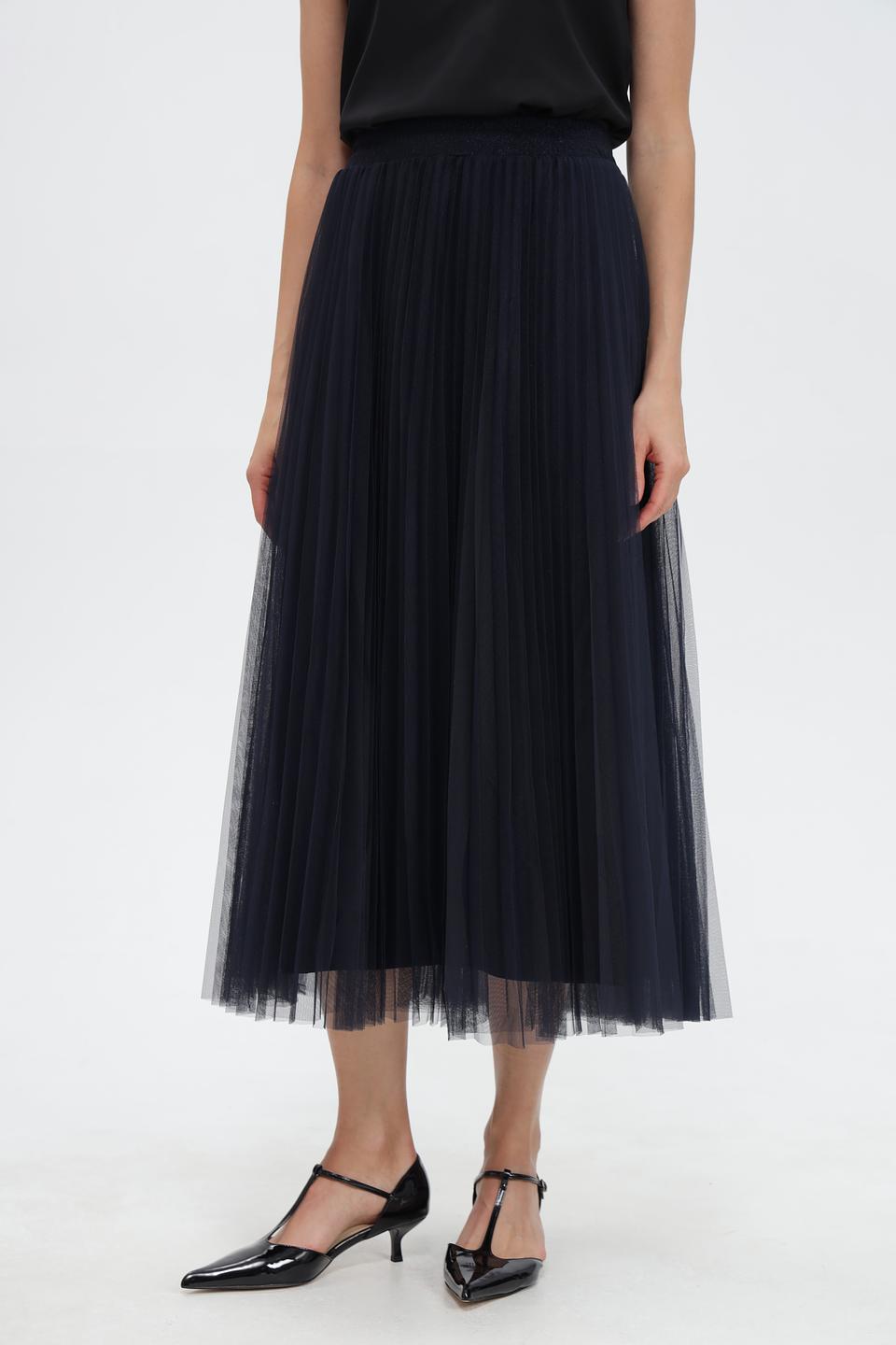 Юбка Oui плиссированная темно-синяя