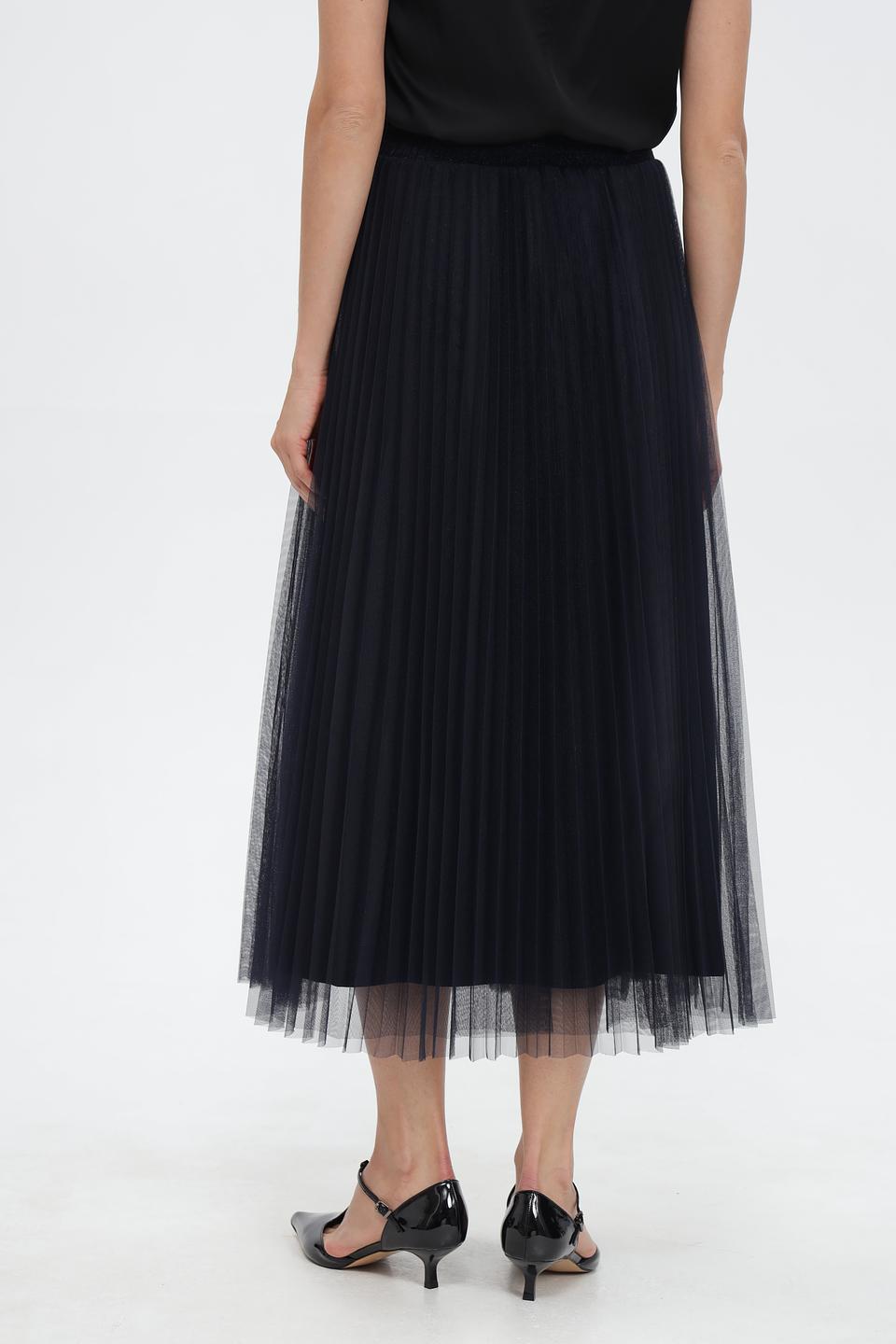 Юбка Oui плиссированная темно-синяя