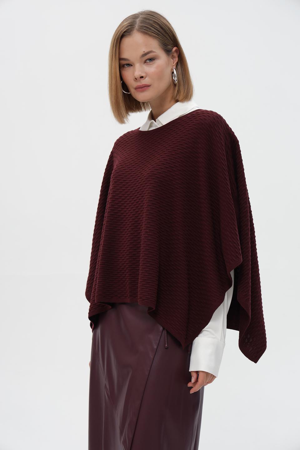 Пончо Steilmann вязаное бордовое
