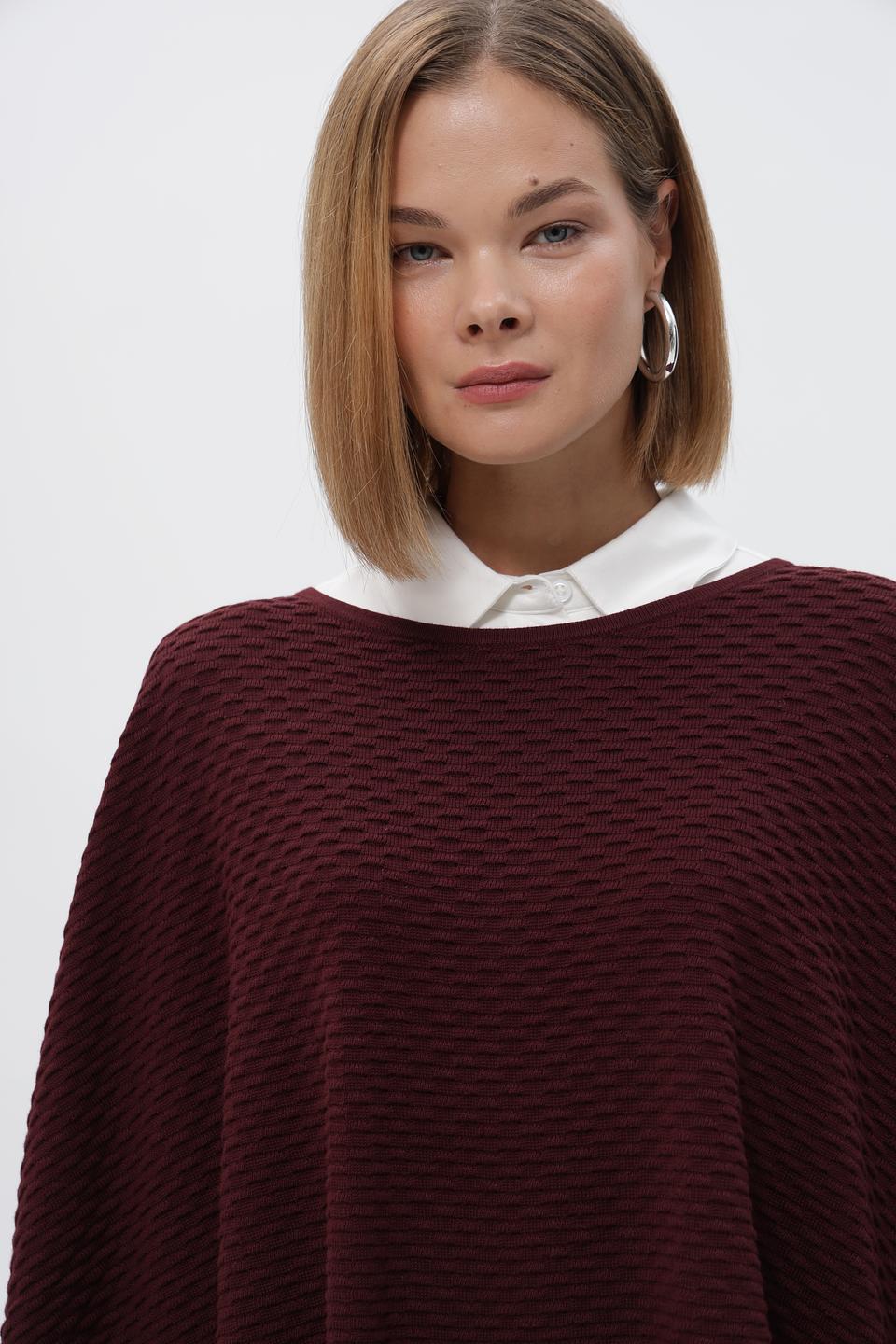 Пончо Steilmann вязаное бордовое