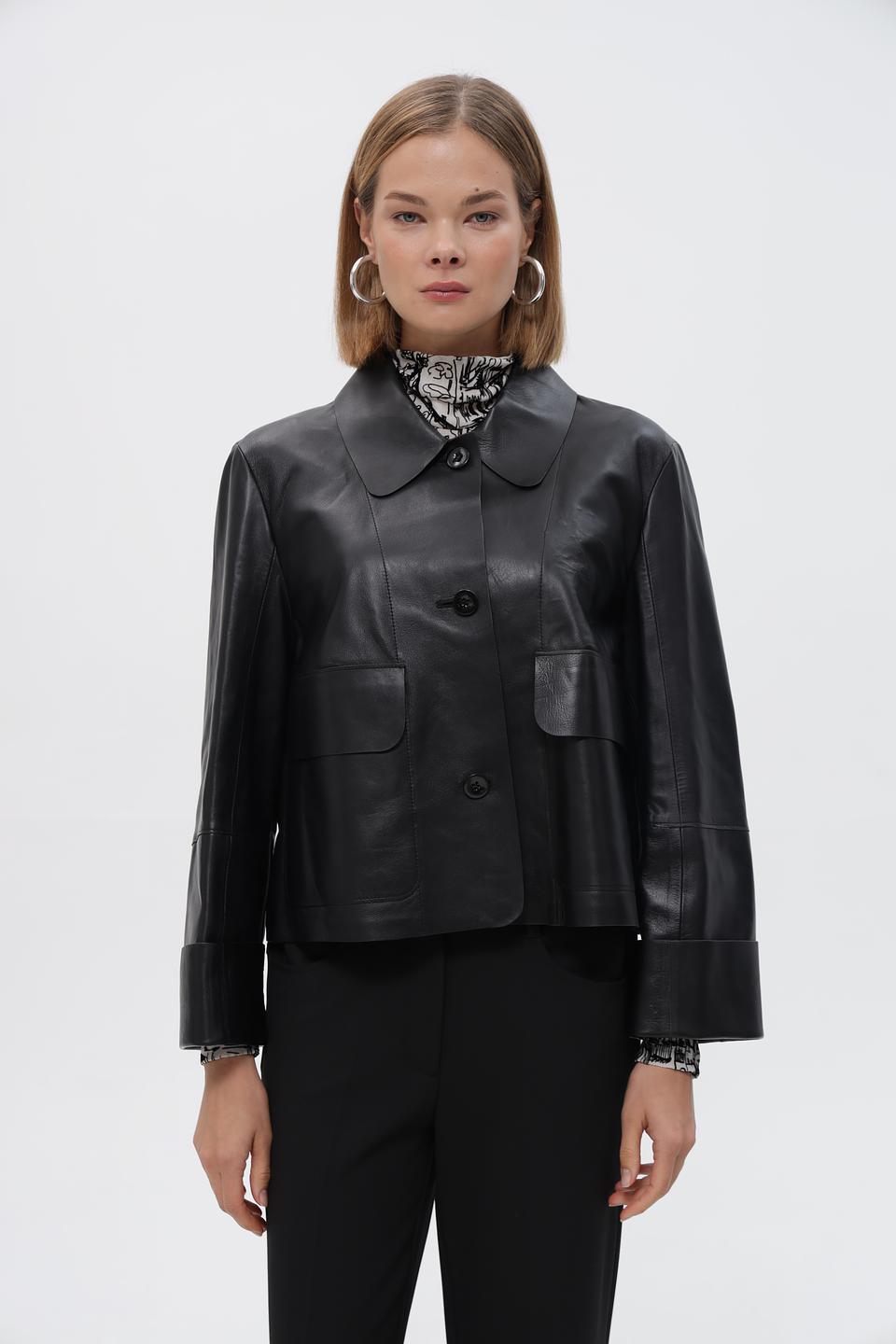 Жакет Marc Cain кожаный черный