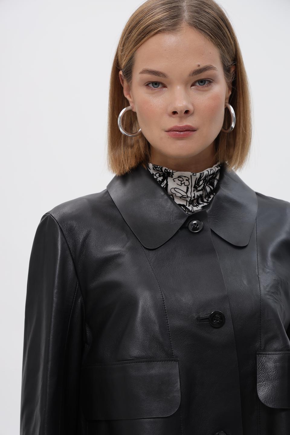 Жакет Marc Cain кожаный черный