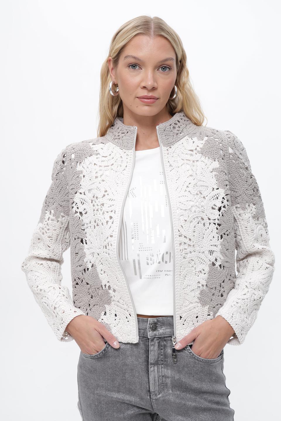 Жакет Monari с кружевом серый