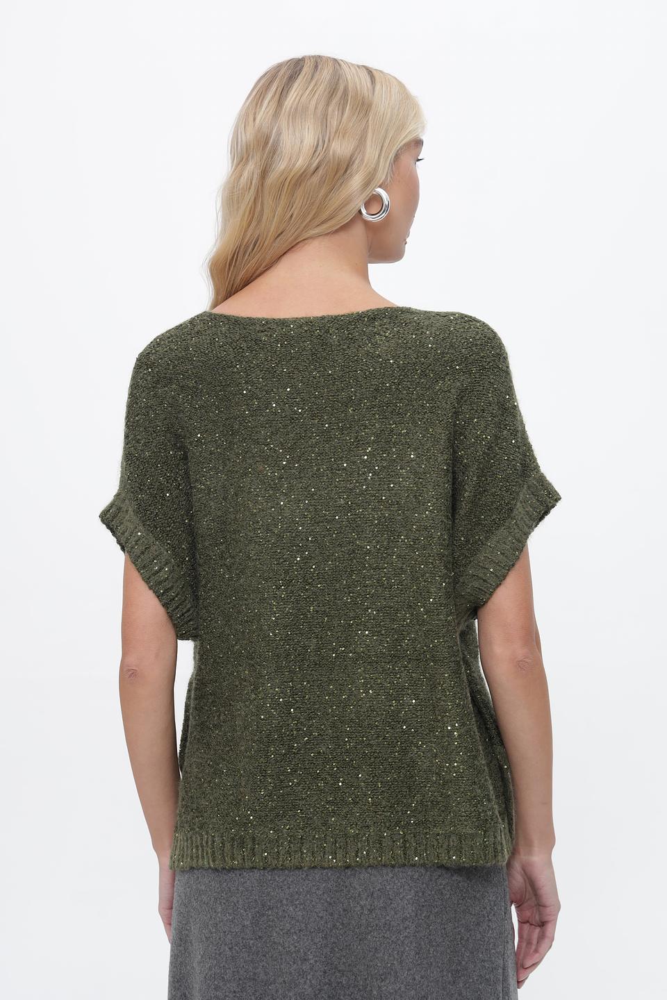 Пуловер Lecomte с блестками оливковый