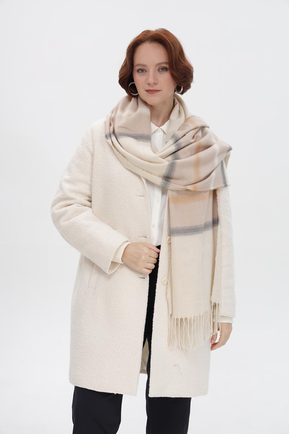 Шарф Fraas в клетку бежевый