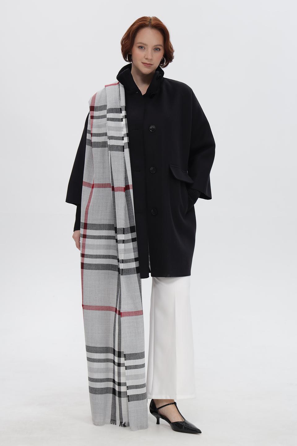 Шарф Fraas в клетку серый