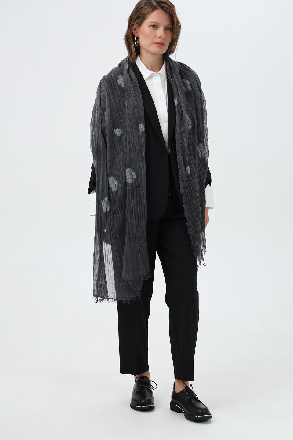 Шарф Fraas в горошек серый