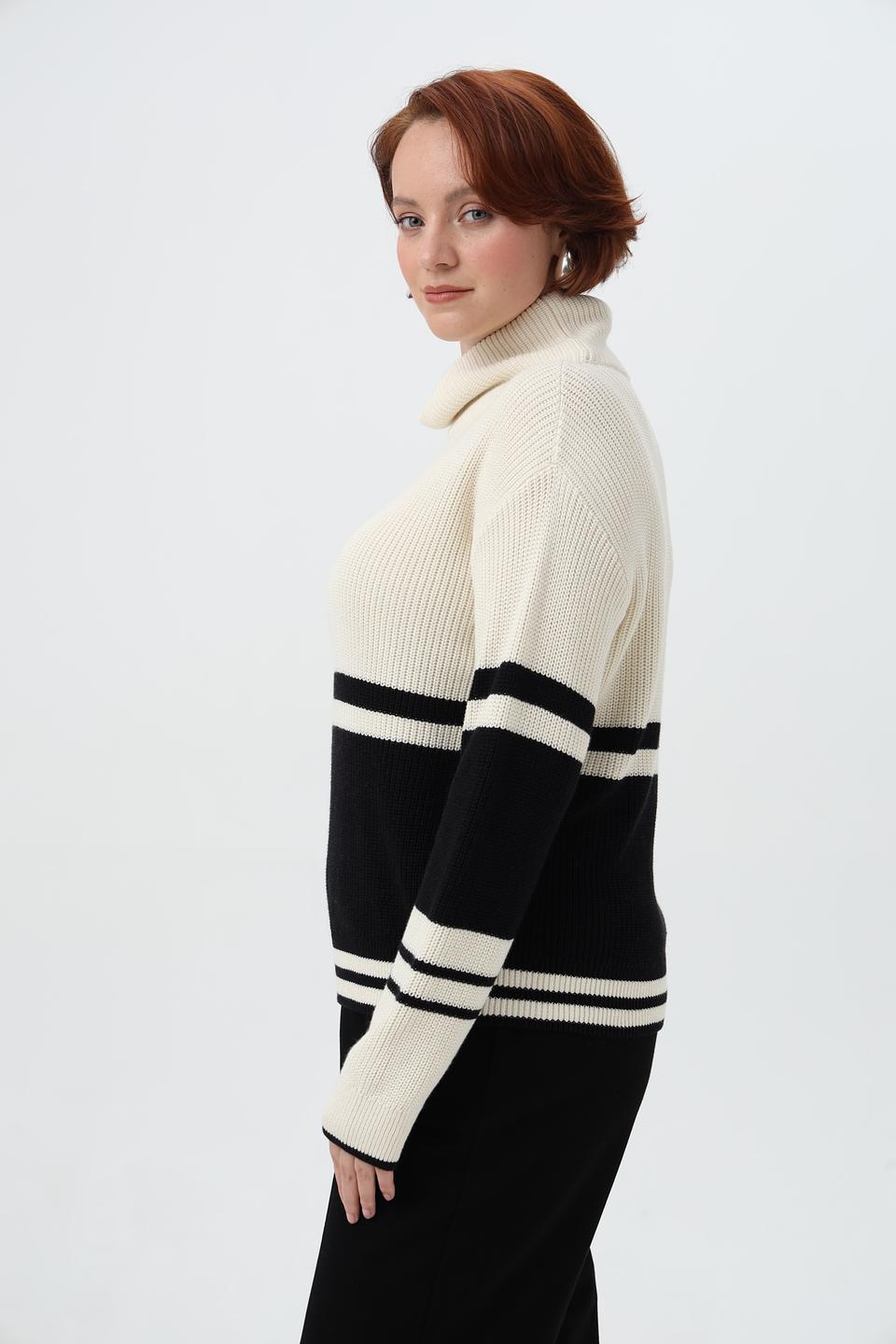Пуловер Miss Lagotte полосатый бежевый