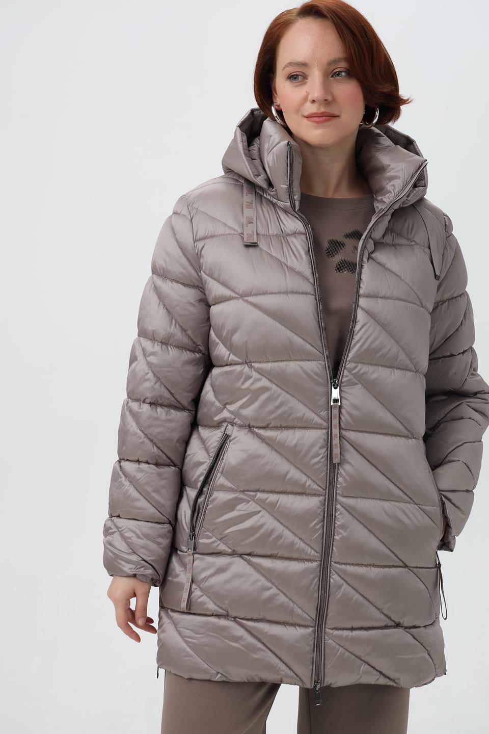 Пальто стеганое Lebek серое