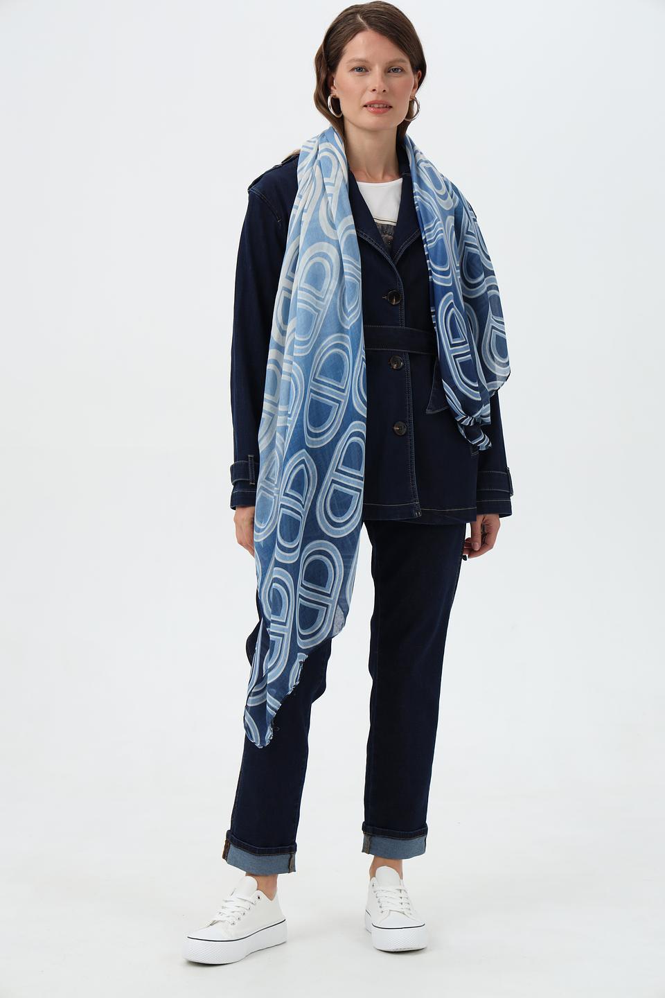 Шарф Rabe collection с узором голубой