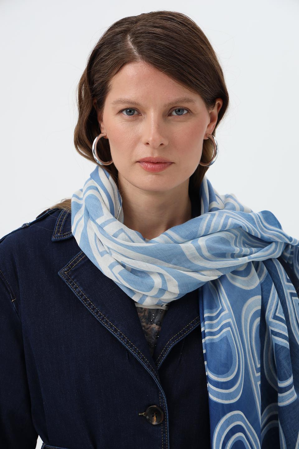Шарф Rabe collection с узором голубой