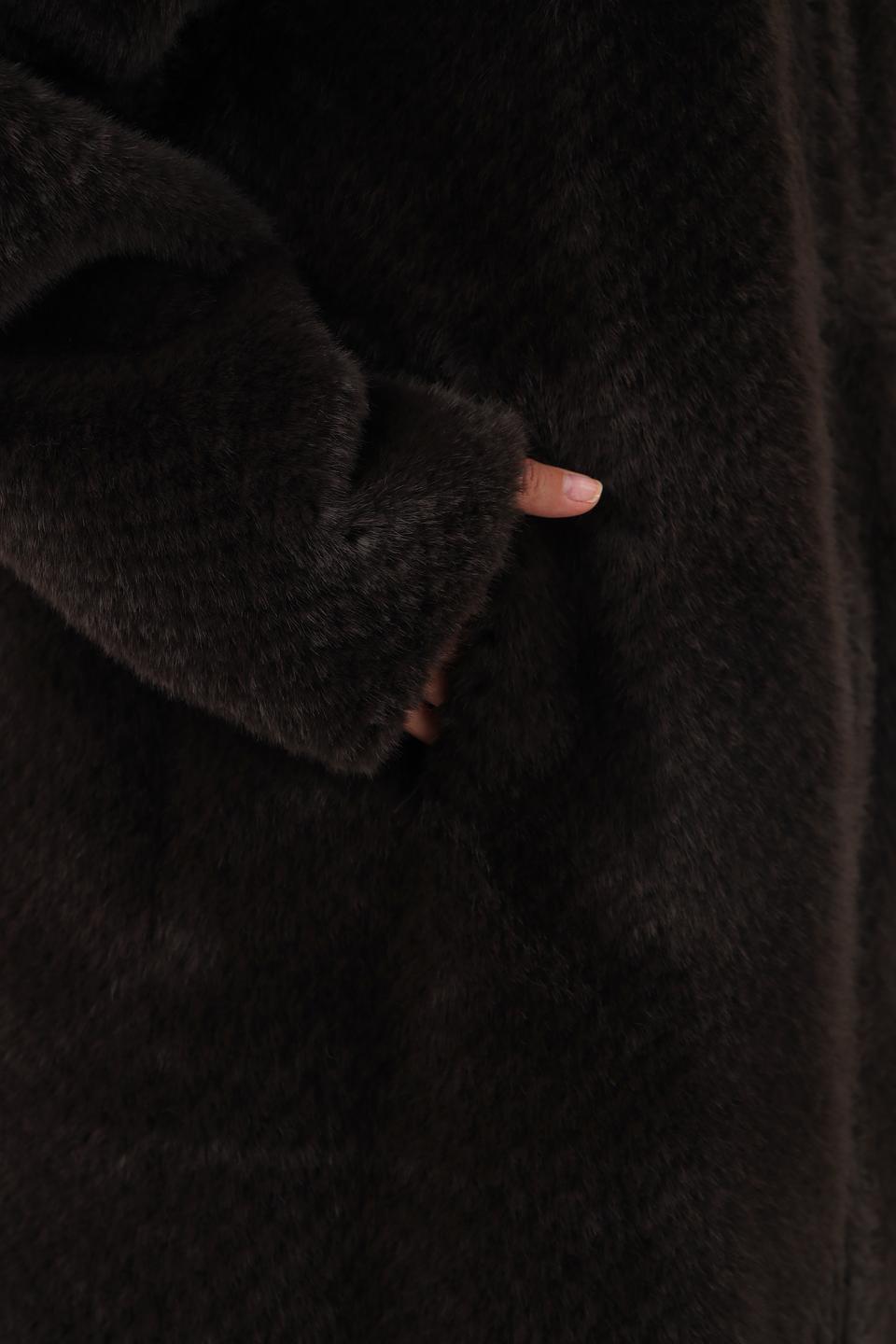 Шуба Cinque с капюшоном коричневая