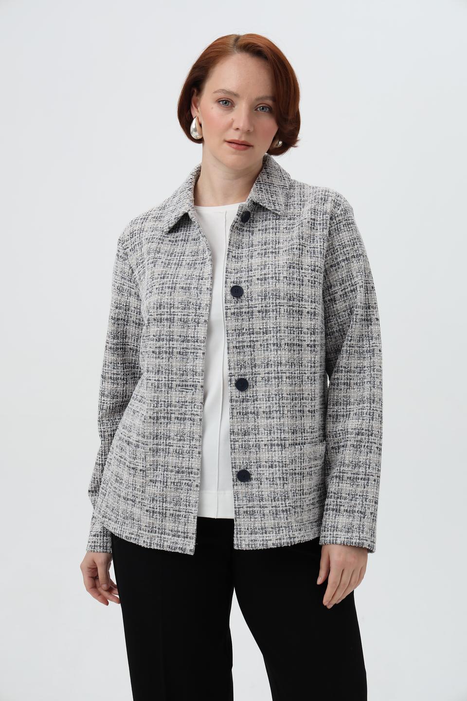 Жакет Lebek в клетку серый