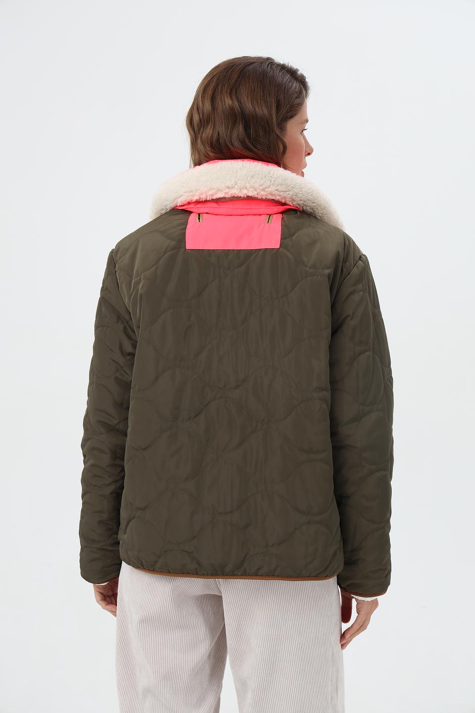 Куртка Oui комбинированная бежевая