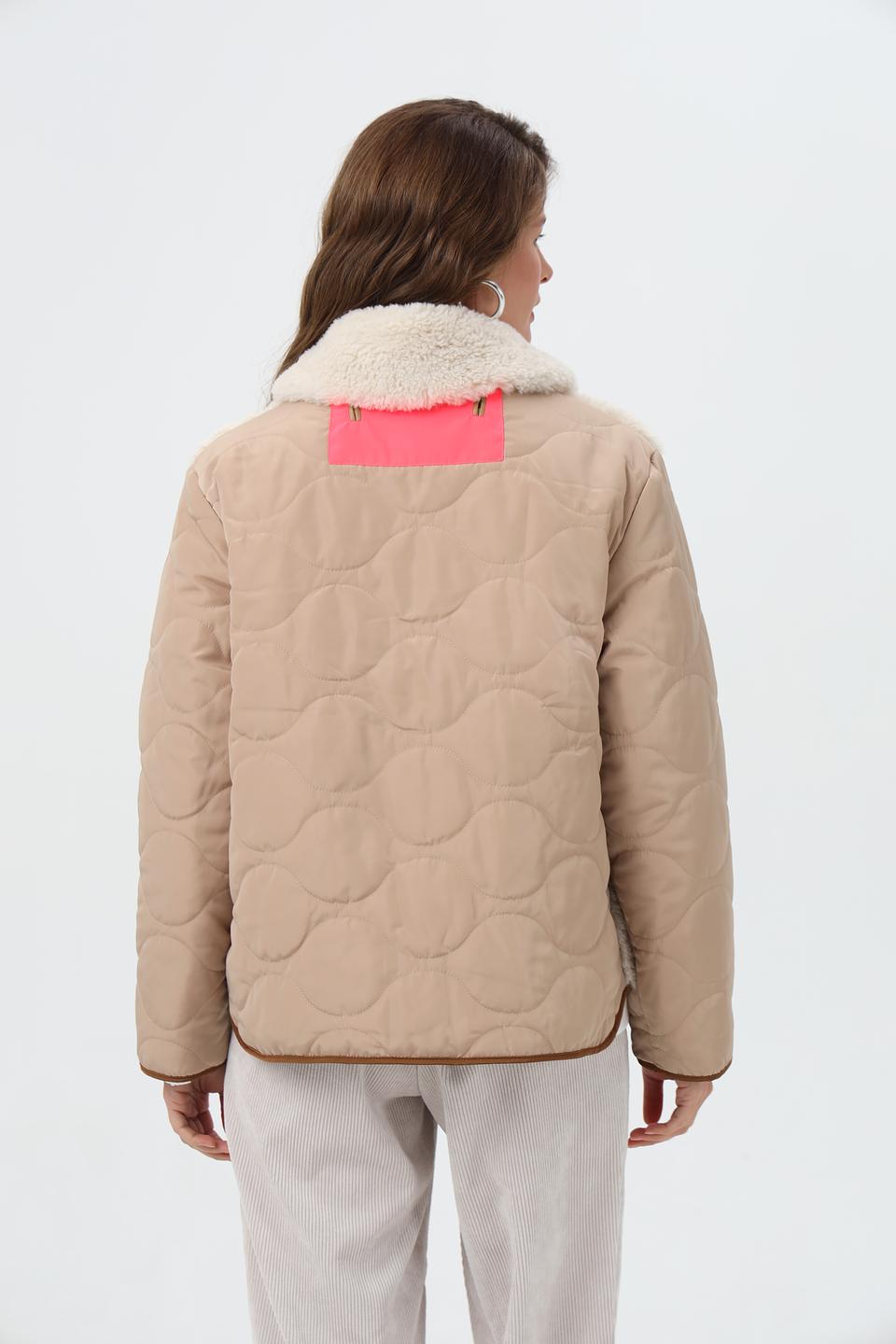 Куртка Oui комбинированная бежевая