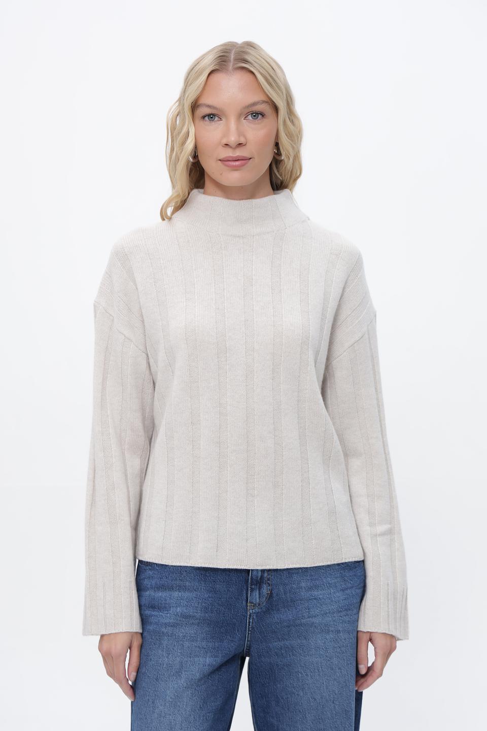 Пуловер Marc Cain с косами бежевый