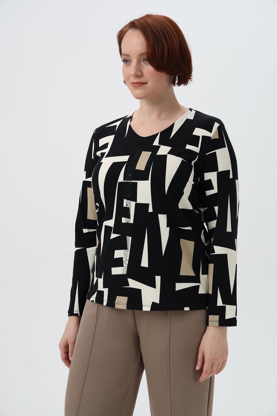 Лонгслив Lebek с абстрактным принтом