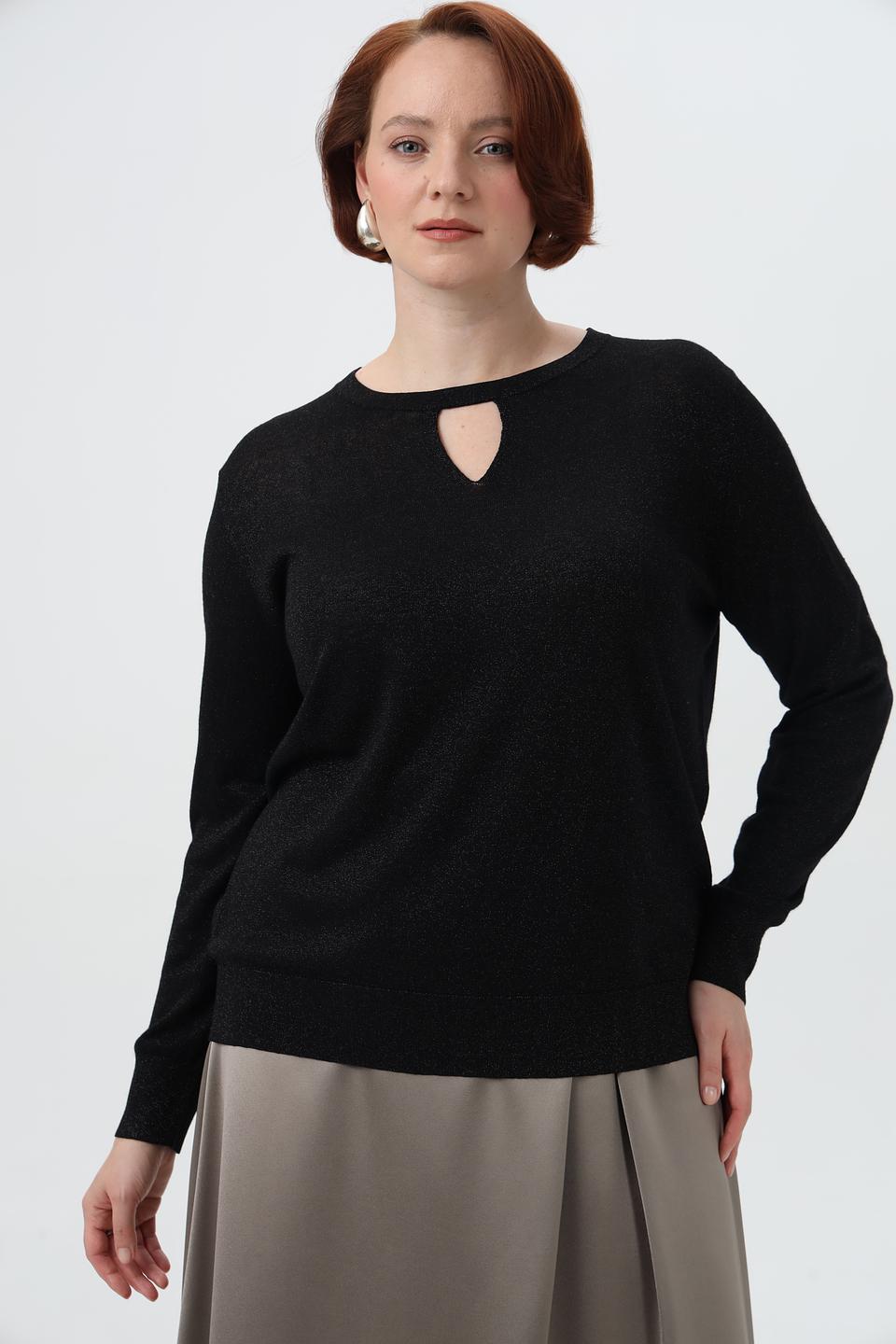Пуловер Barbara Lebek с вырезом чёрный