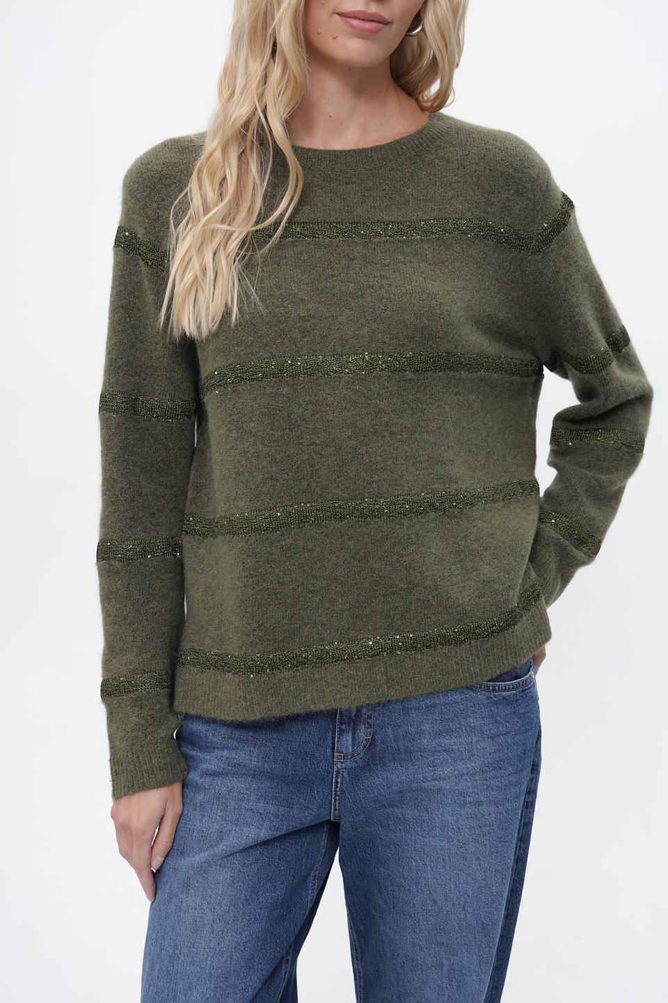 Пуловер Lecomte с пайетками оливковый