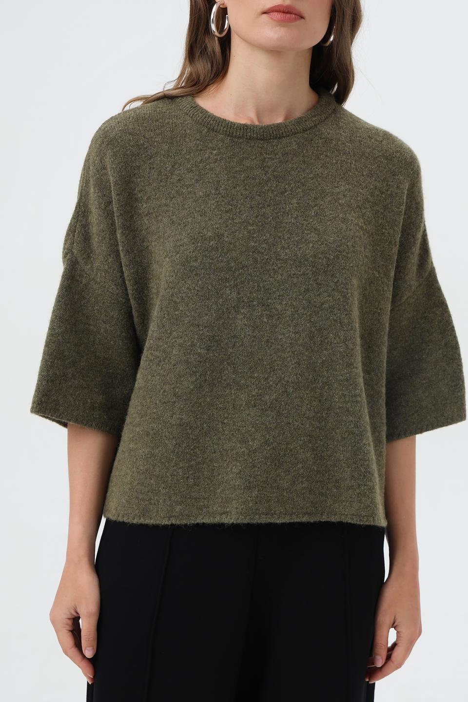 Пуловер Lecomte оливковый с рукавом 3/4