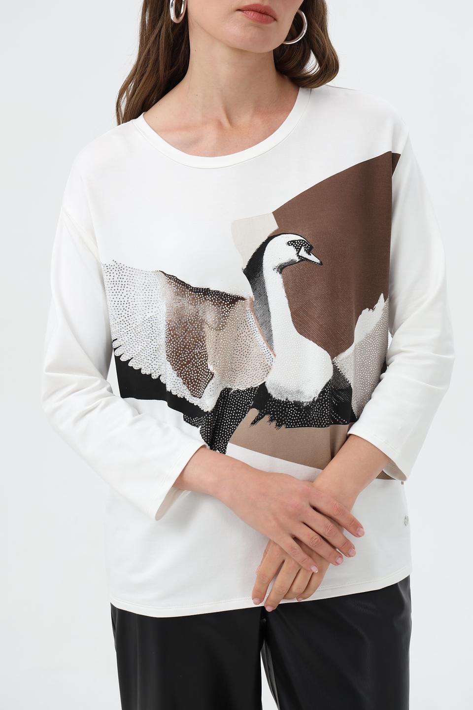 Лонгслив Monari с принтом лебедя