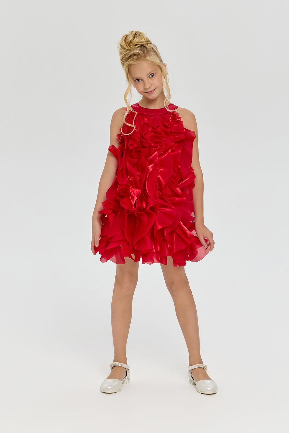 Платье Choupette дев. с оборками красное