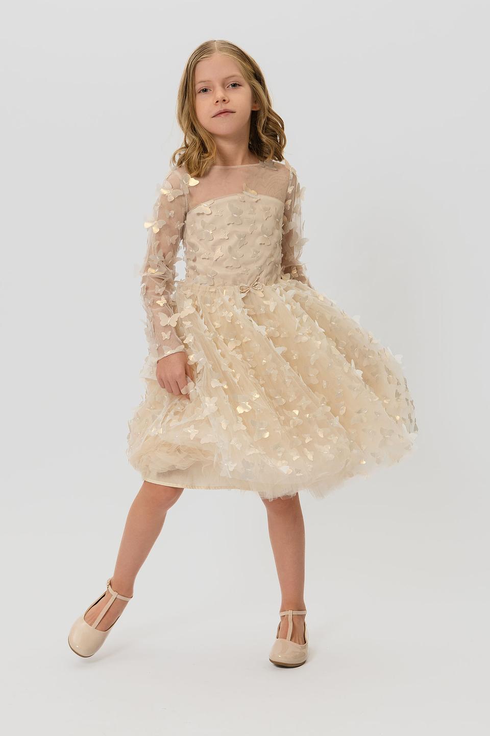 Платье Choupette с бабочками бежевое