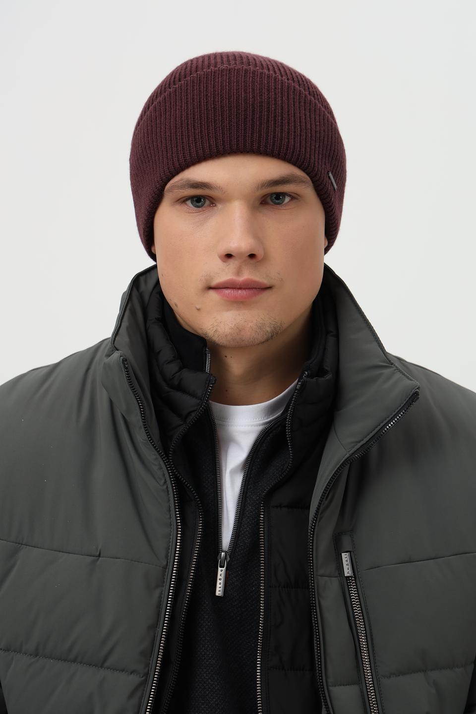 Шапка Bugatti вязаная бордовая