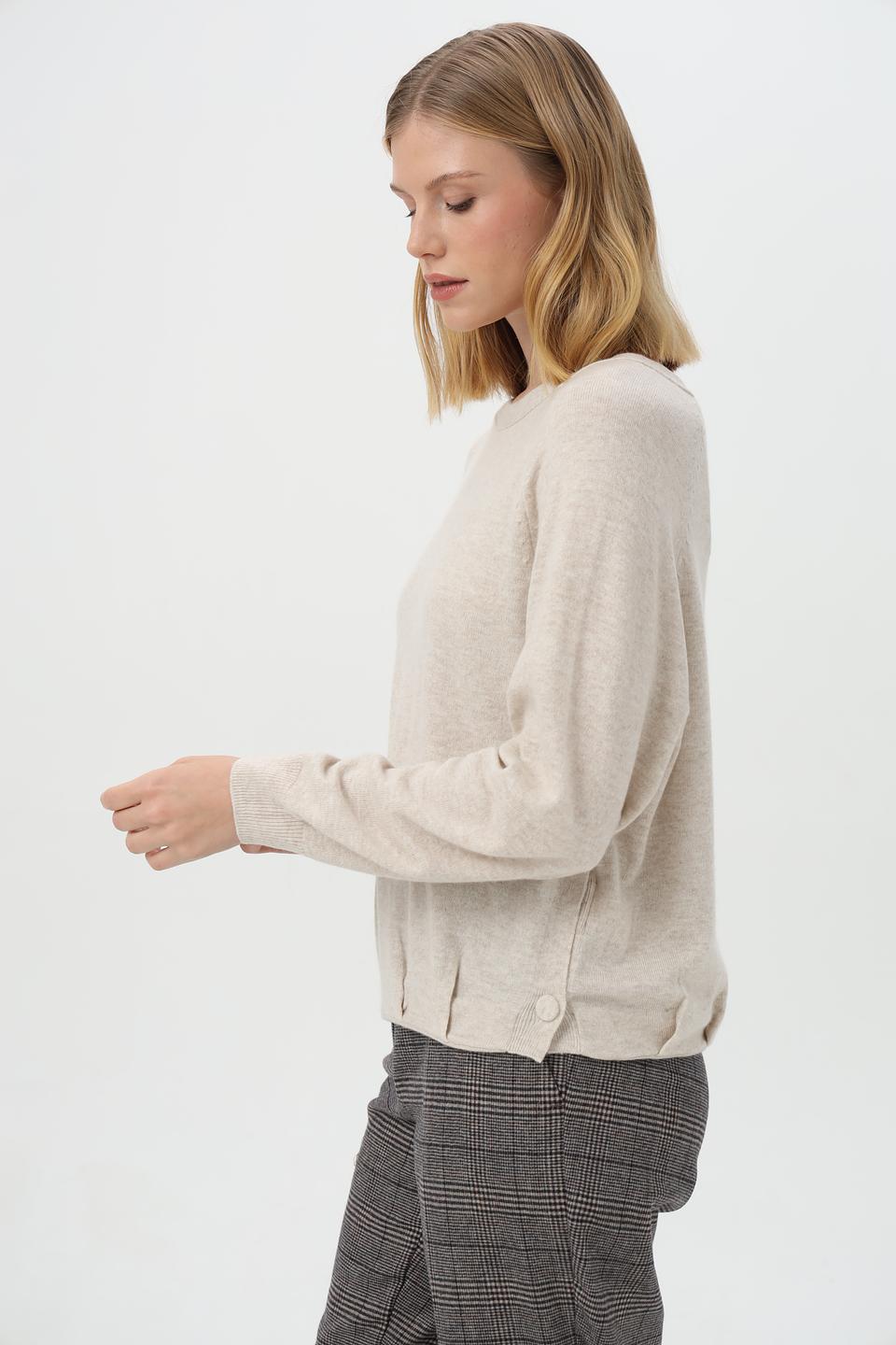 Пуловер Oui бежевый с пуговицами