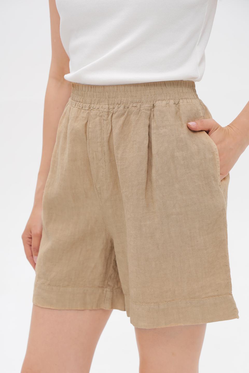 Шорты Oui льняные бежевые