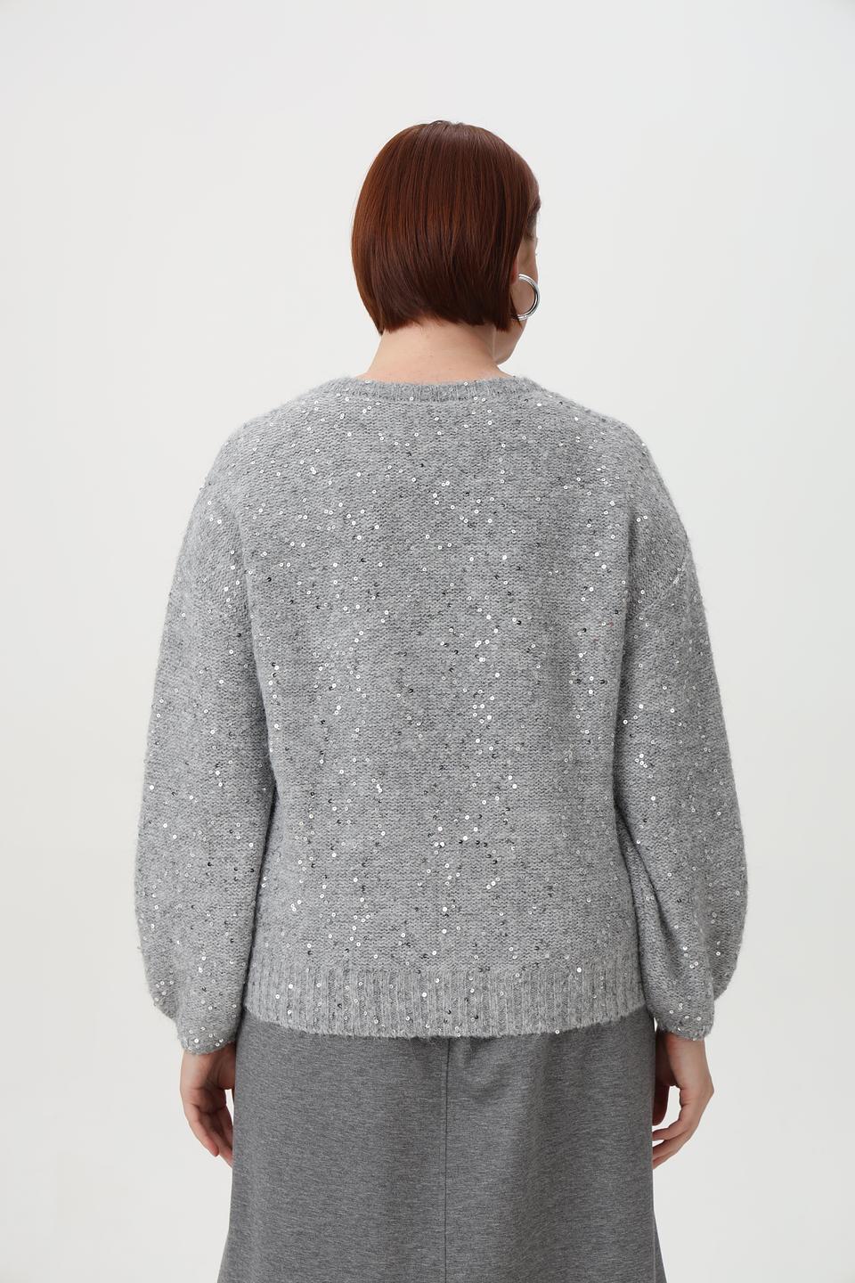 Пуловер Olsen с пайетками серый