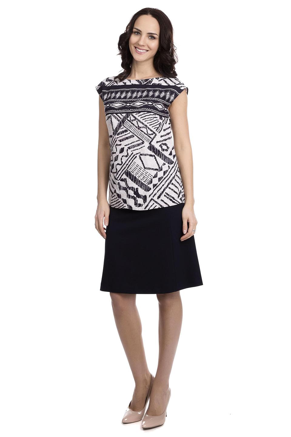 Блуза Femme черно-белая с геометрическим принтом