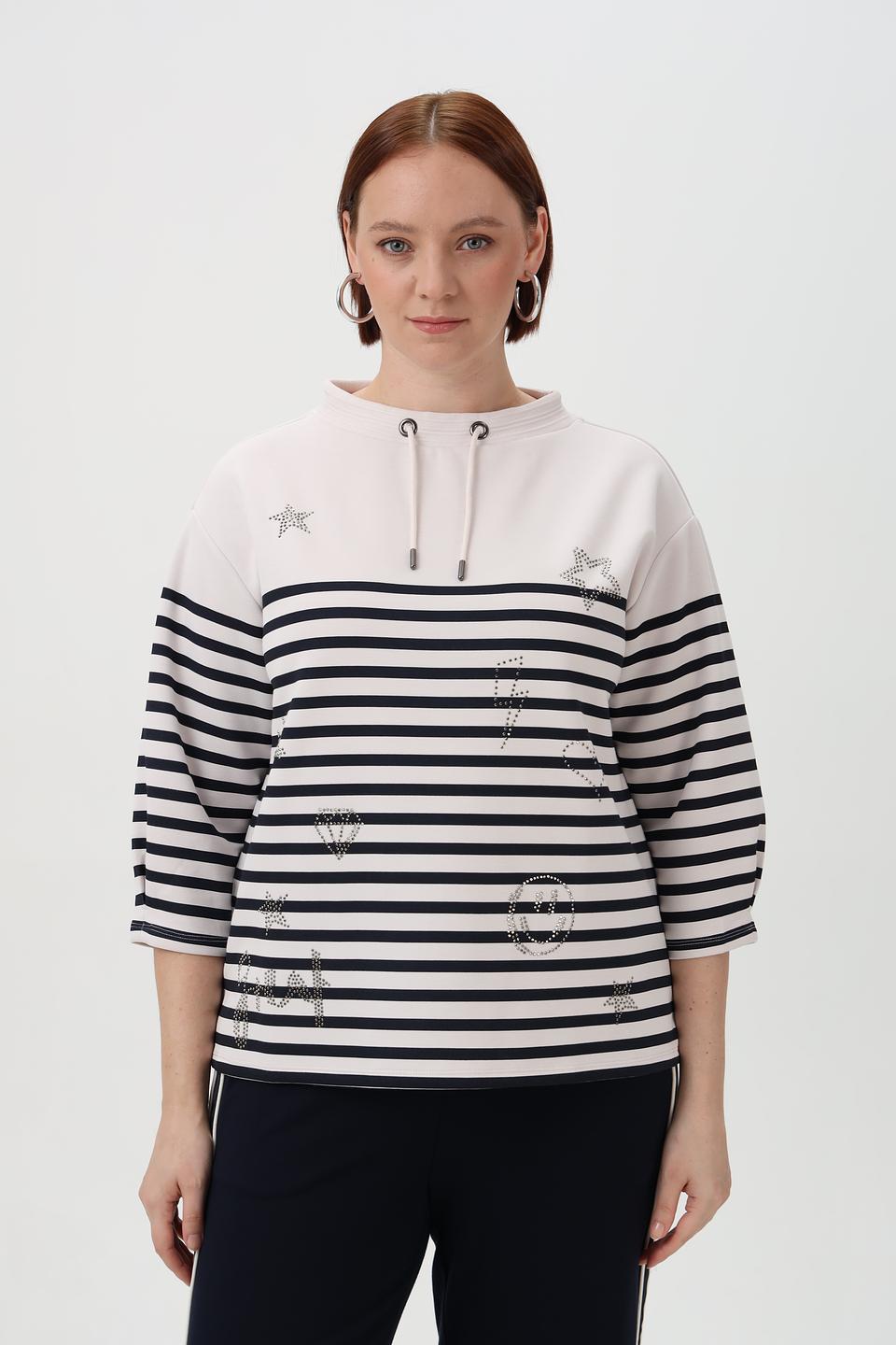 Пуловер Barbara Lebek с полосками и стразами