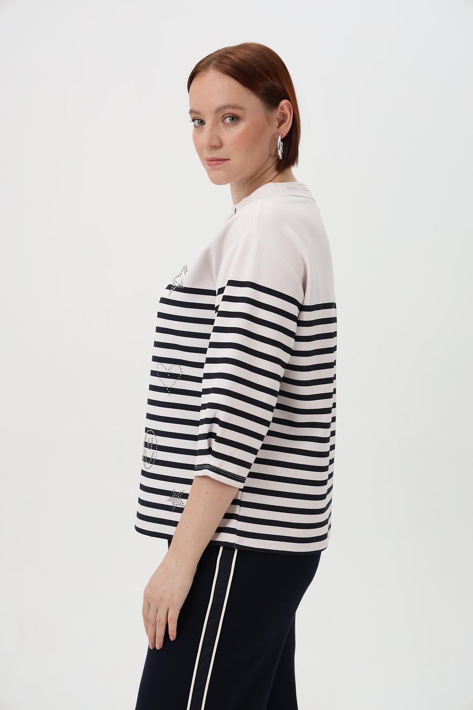 Пуловер Barbara Lebek с полосками и стразами