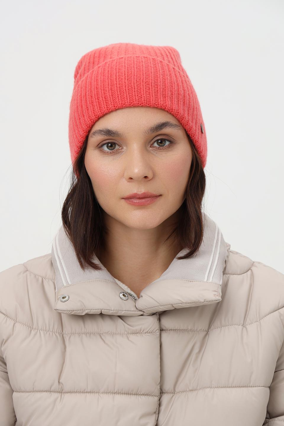 Шапка Fraas вязаная коралловая