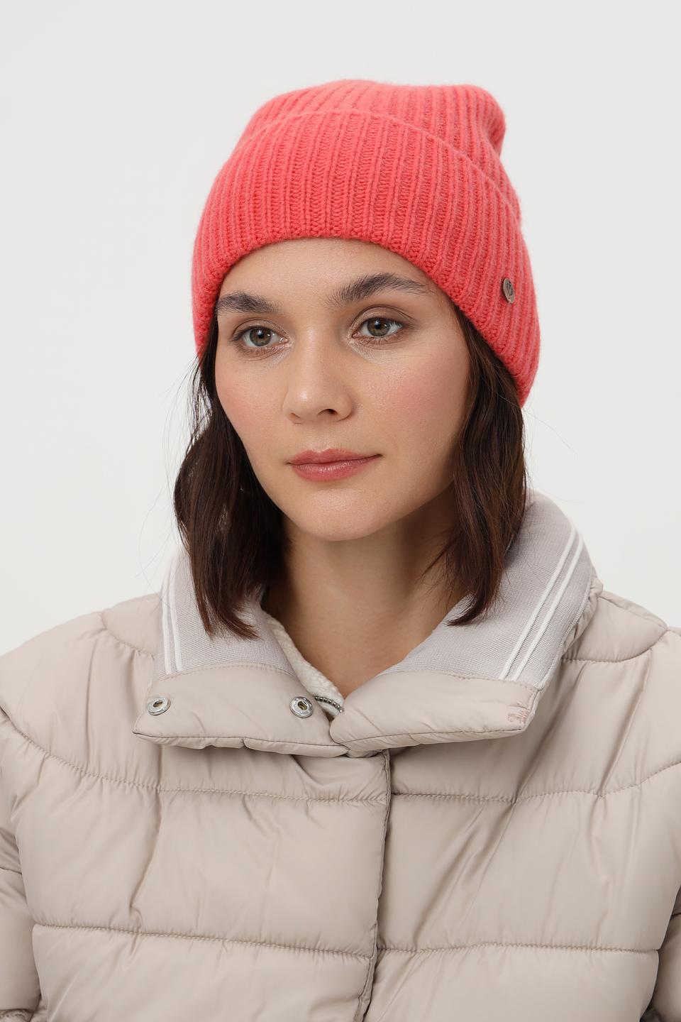 Шапка Fraas вязаная коралловая