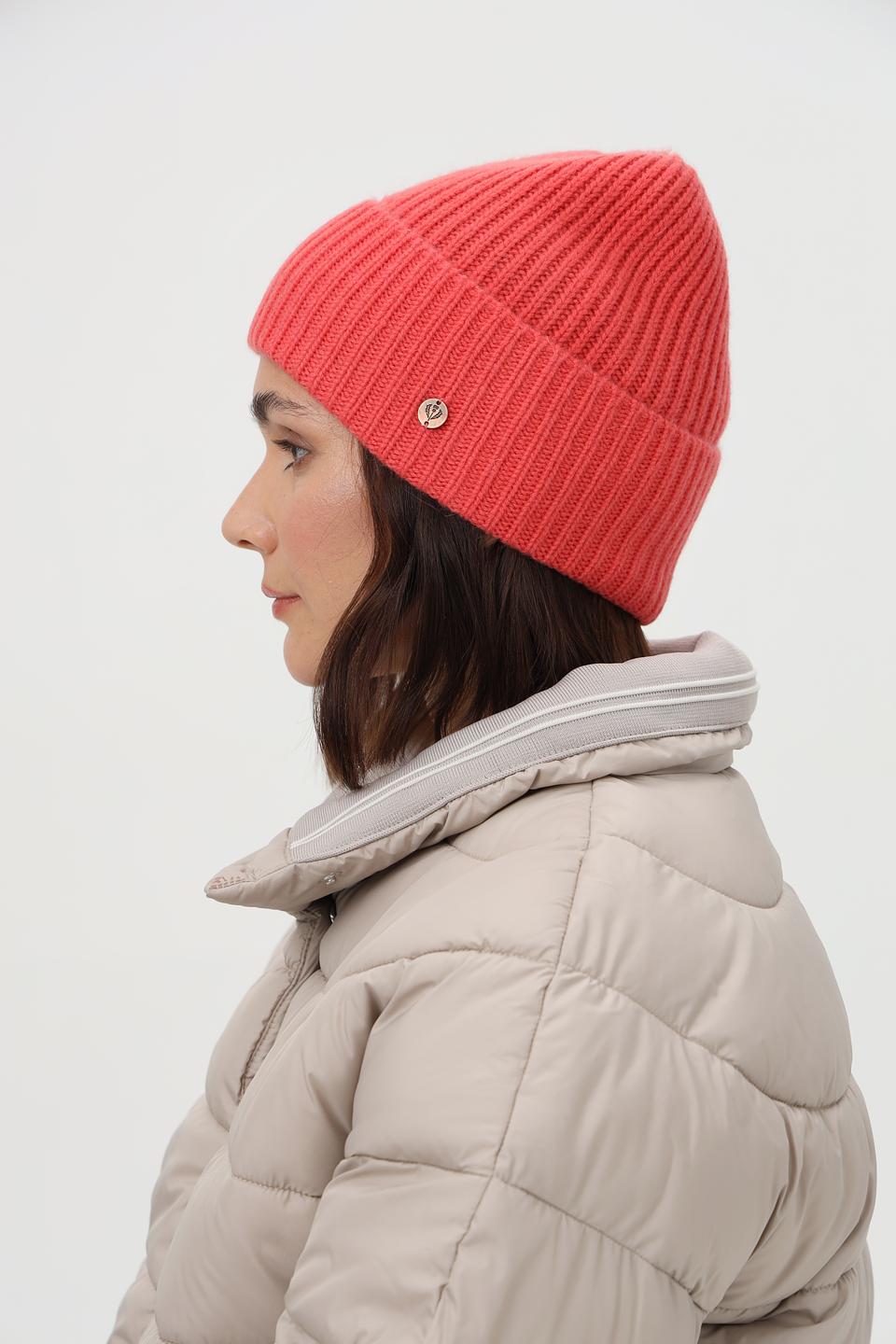 Шапка Fraas вязаная коралловая