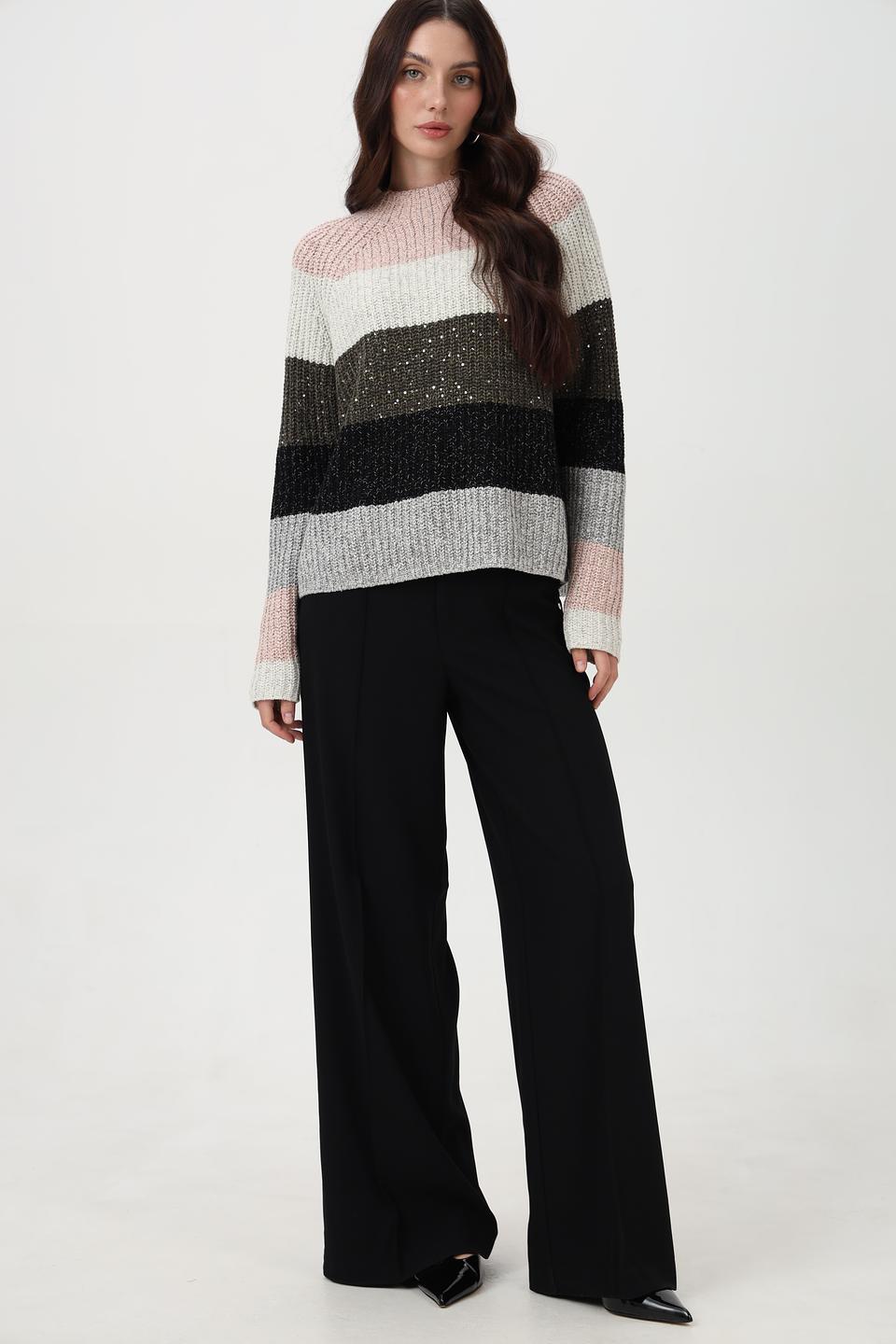 Пуловер Oui в полоску с пайетками