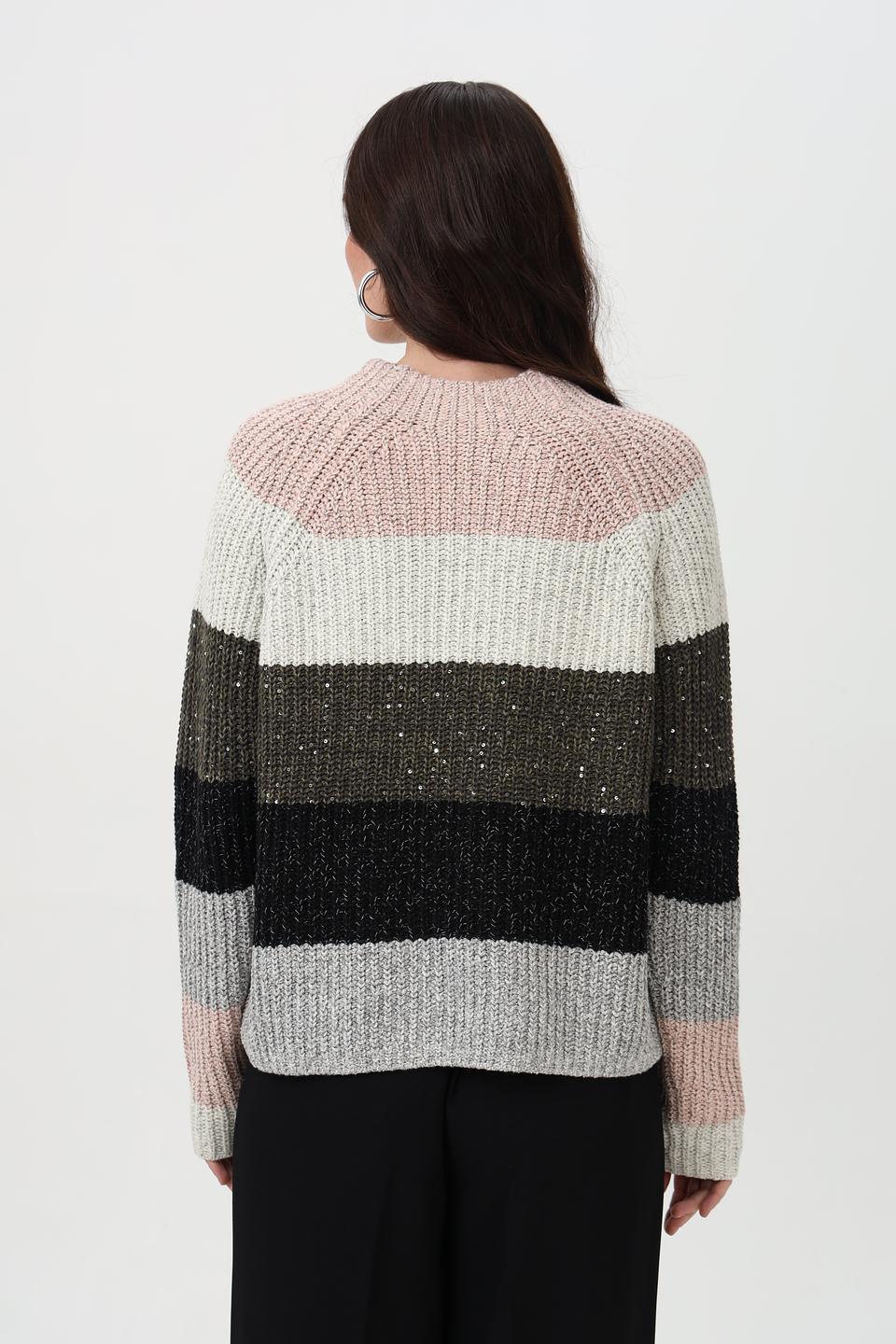 Пуловер Oui в полоску с пайетками