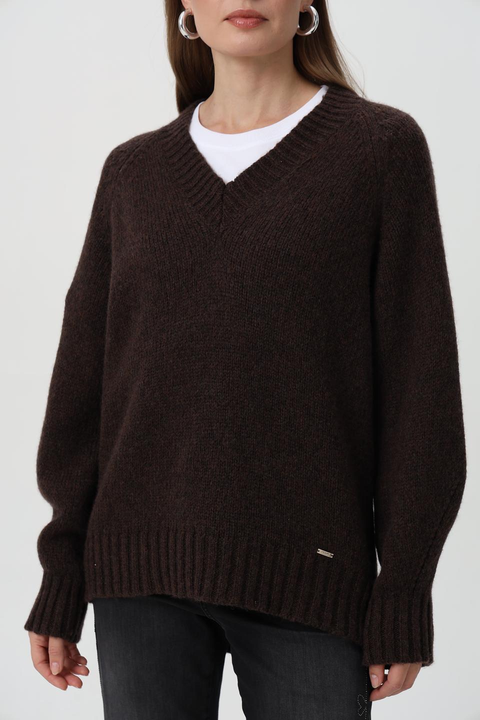 Пуловер Cinque коричневый V-образный
