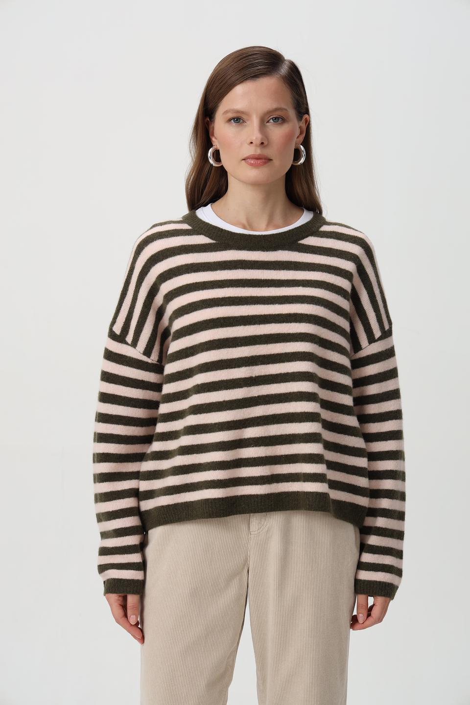 Пуловер Oui в полоску