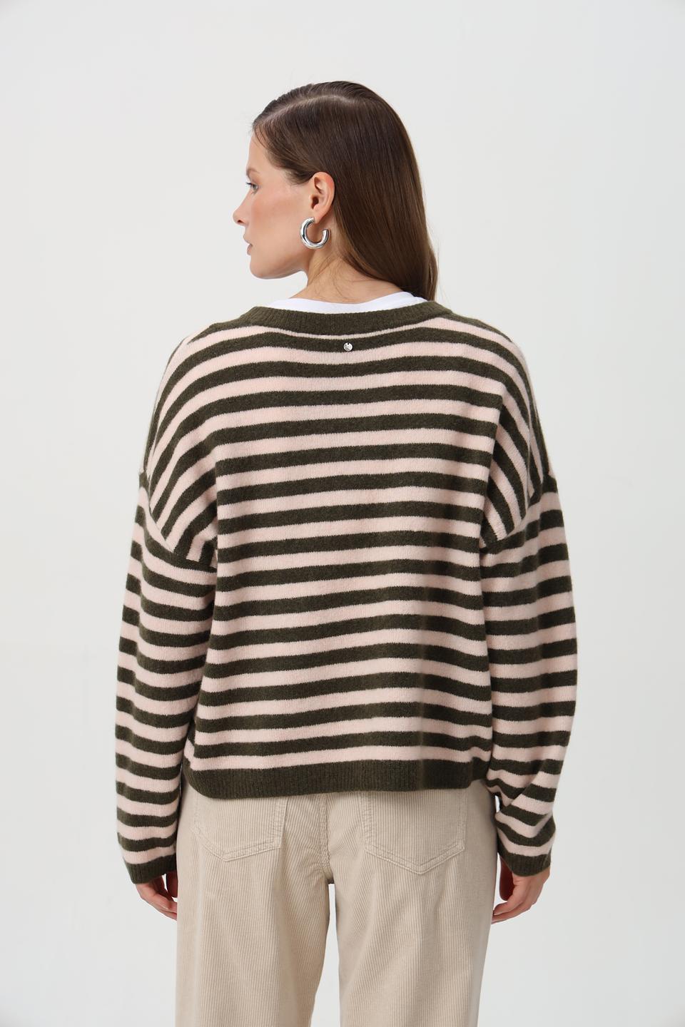 Пуловер Oui в полоску