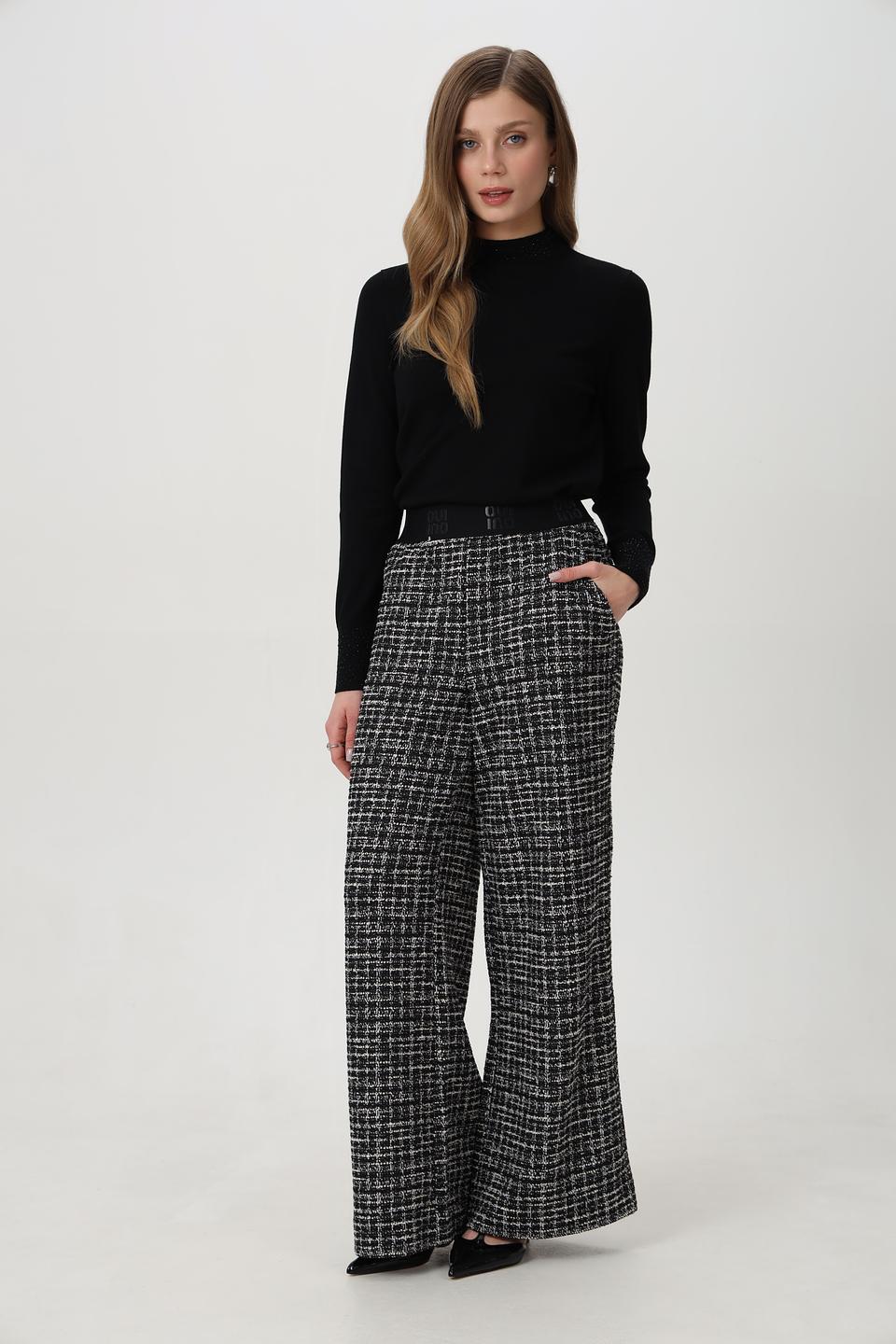Брюки Oui клетчатые широкие