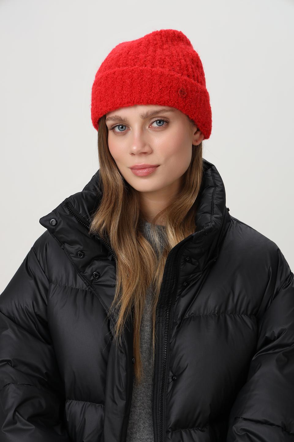 Шапка Marc Cain Sports вязаная красная