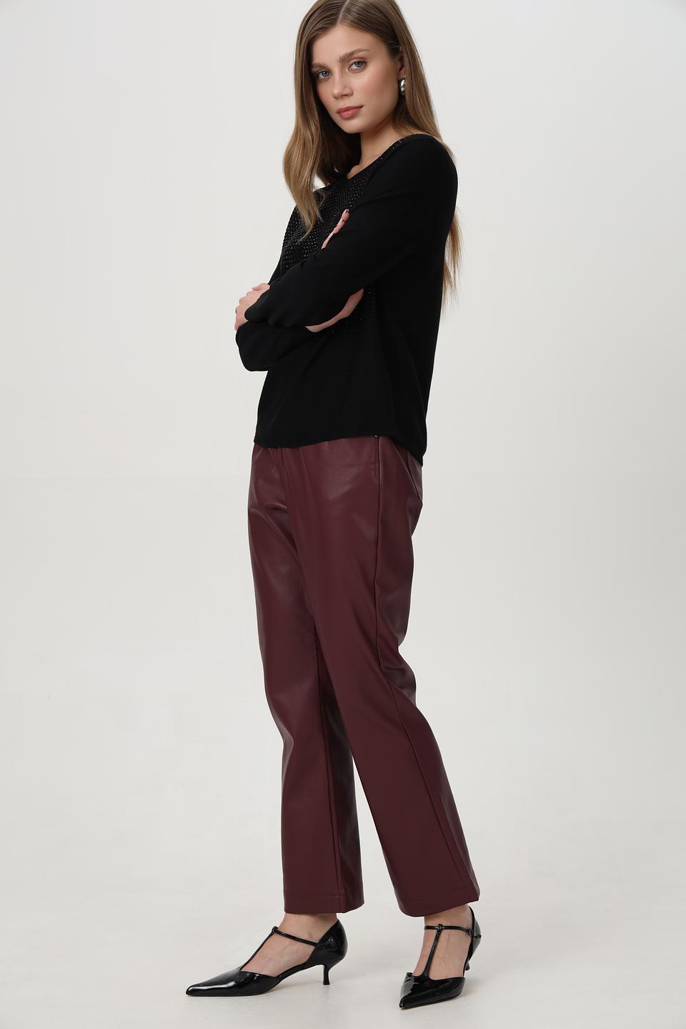 Брюки Monari из экокожи бордового цвета