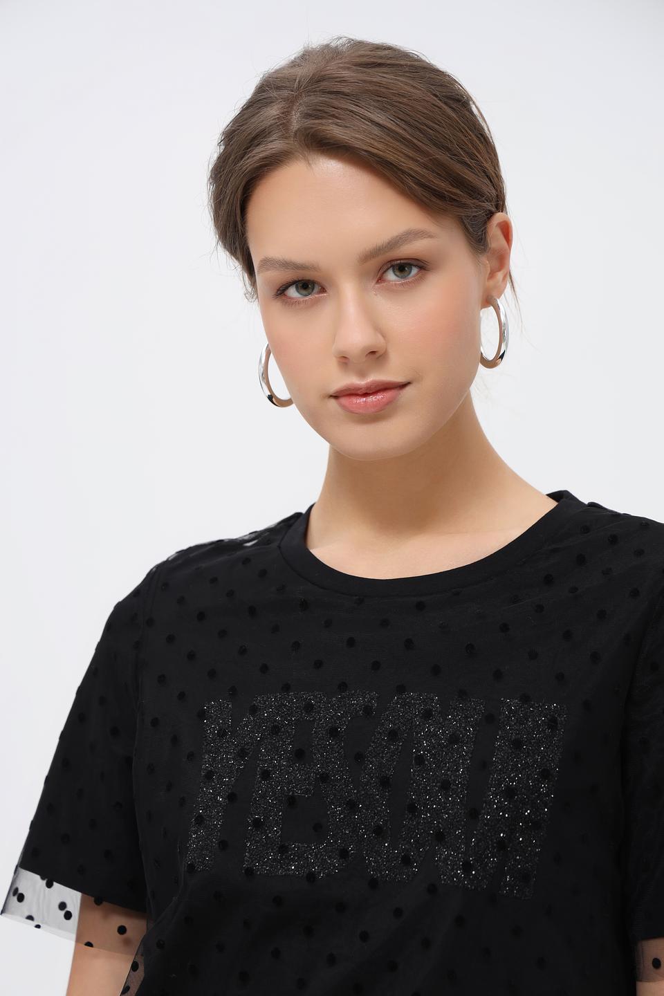 Футболка Oui с горохом и сеткой