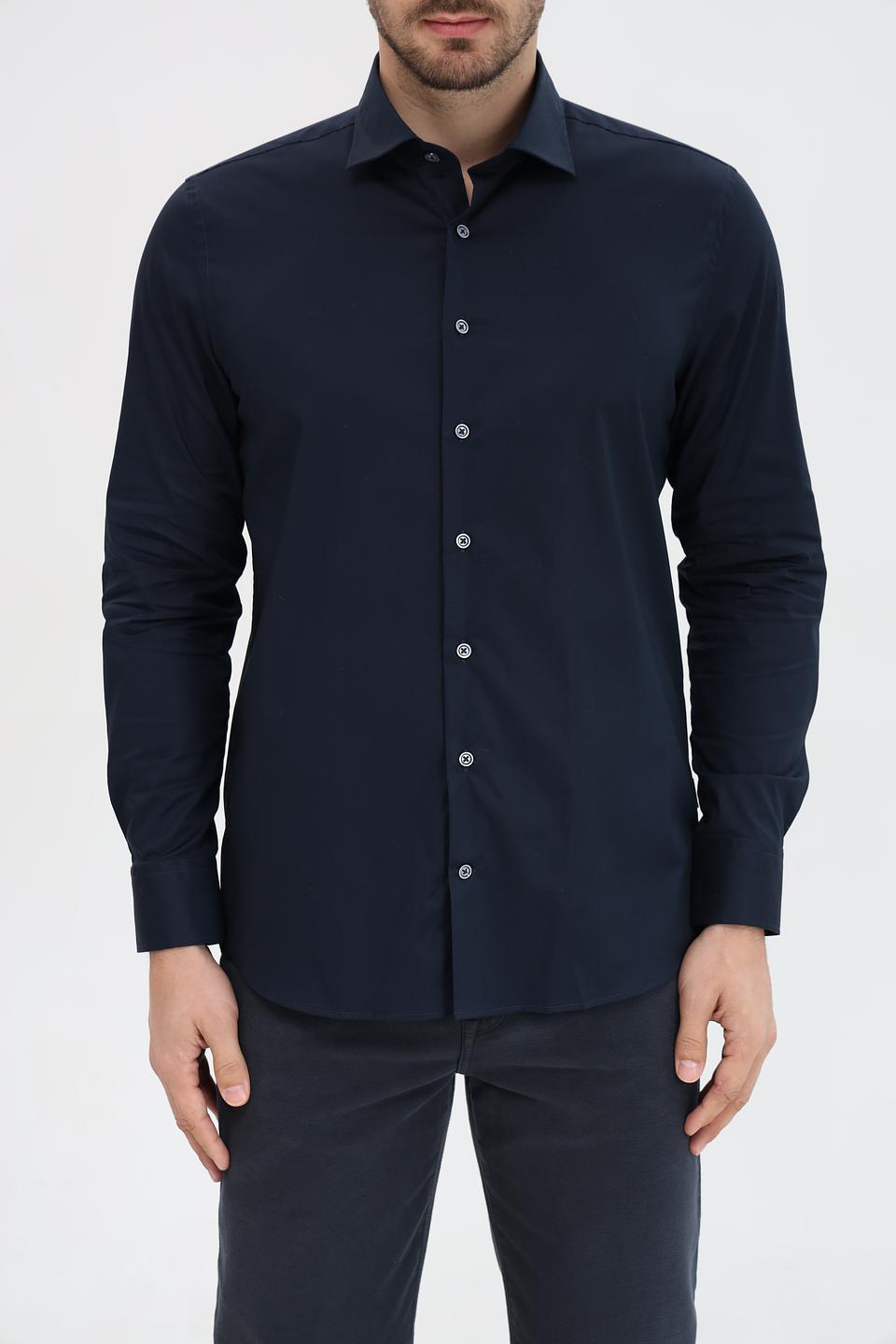 Рубашка Bugatti темно-синяя с длинным рукавом