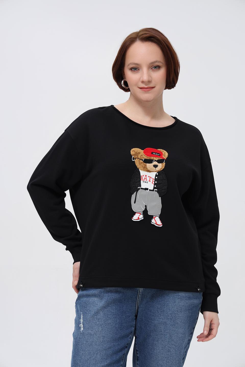 Пуловер Margittes с медведем чёрный