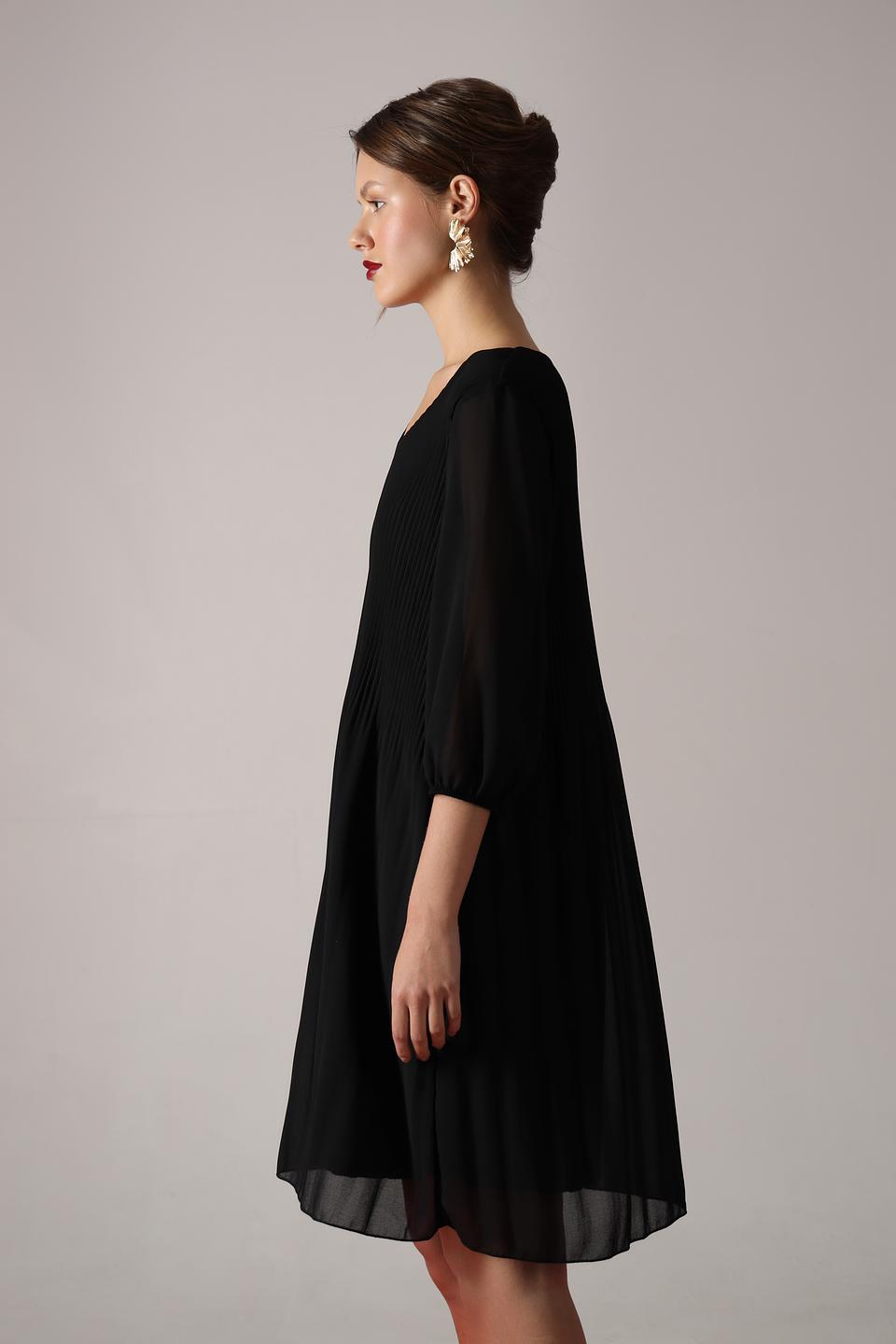 Платье Bianca плиссированное чёрное